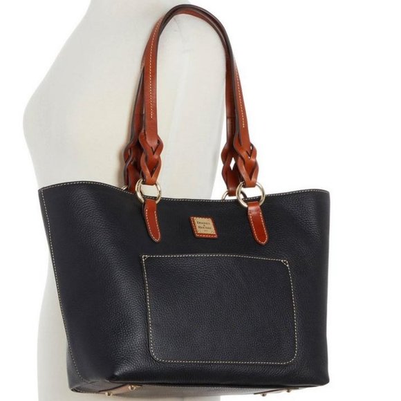 Dooney & Bourke Black Canvas & Brown Leather Women's Large Tote